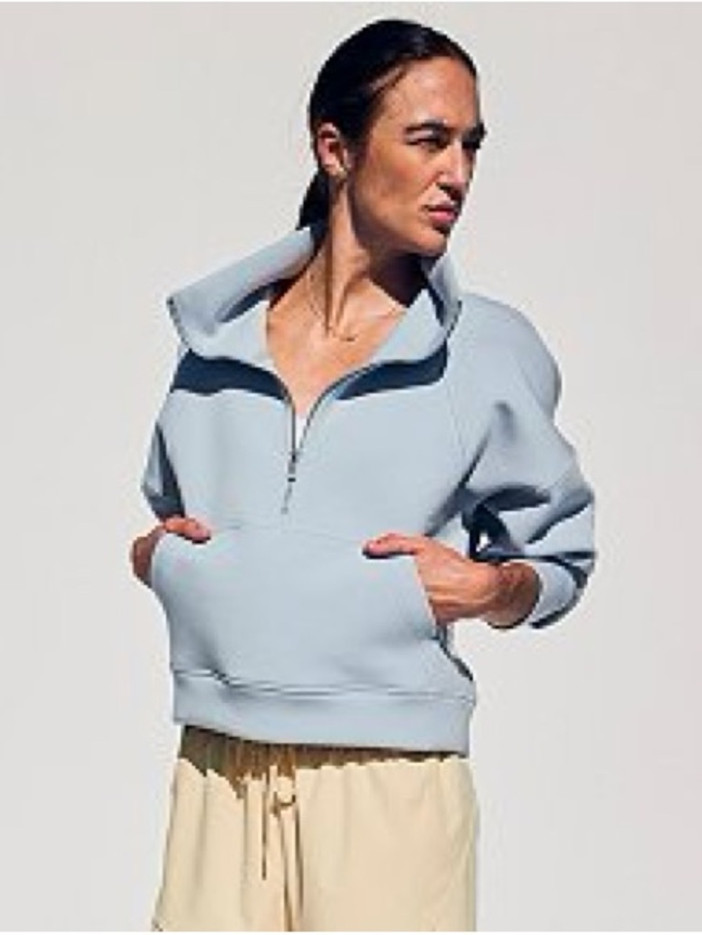 CALIA Women's Soft Scuba 1/4 Zip Pullover - Light Blue